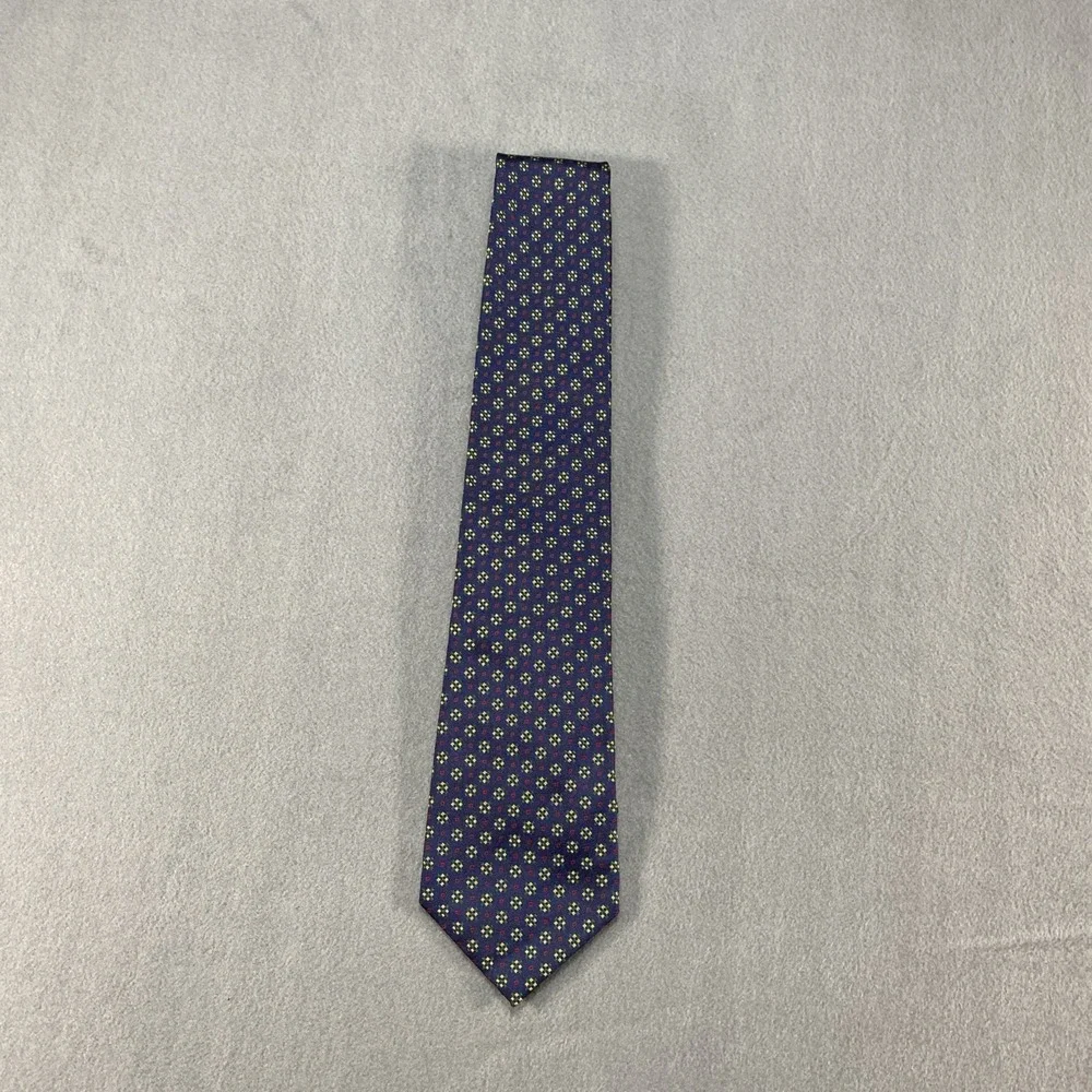 Polo‎ Ralph Lauren Navy Geometric Pattern Silk Tie Classic Mens Necktie